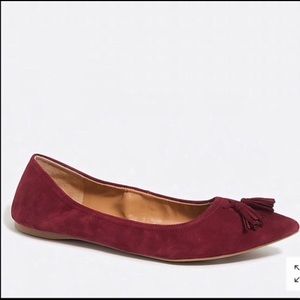 JCrew crimson shoes with tassel detail